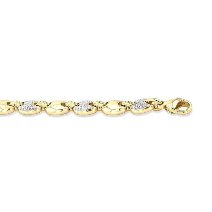 1/10 Ctw Bold Mariner Link Round Cut Diamond Fashion Bracelet in Yellow Gold Vermeil