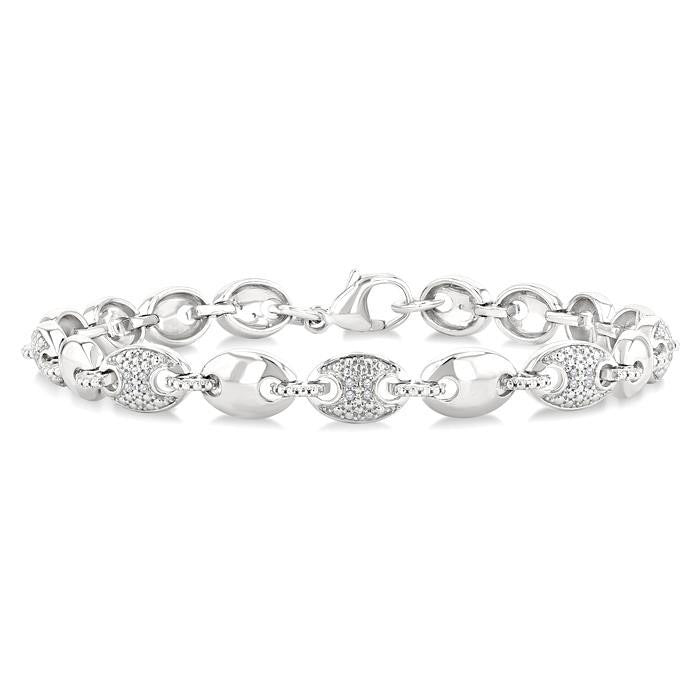 Silver Bold Mariner Link Diamond Fashion Bracelet