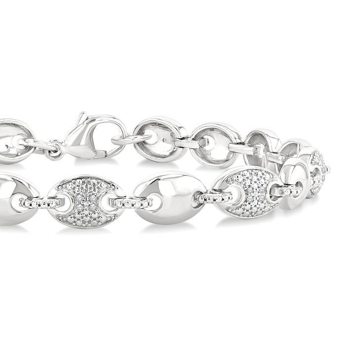 Silver Bold Mariner Link Diamond Fashion Bracelet