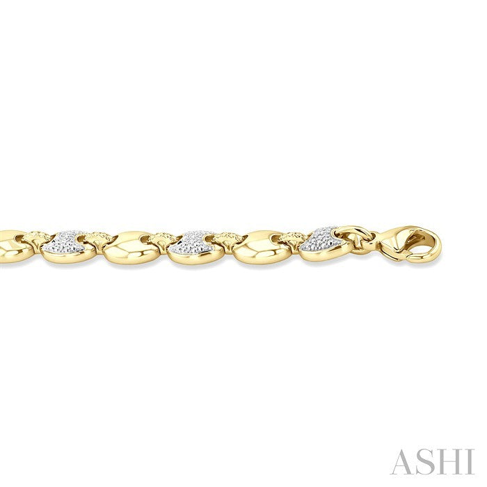 1/10 Ctw Bold Mariner Link Round Cut Diamond Fashion Bracelet in Yellow Gold Vermeil