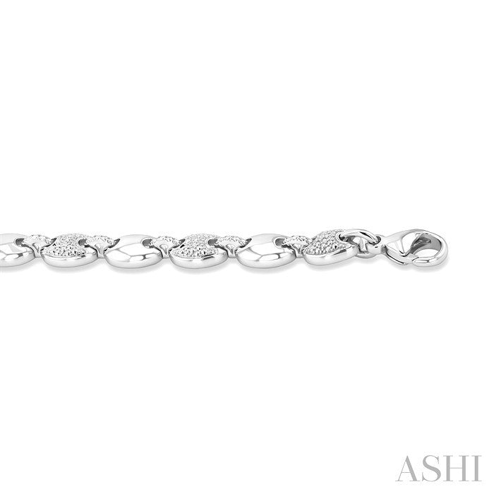 1/10 Ctw Mariner Link Round Cut Diamond Bracelet in Sterling Silver