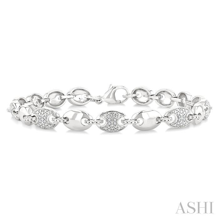 1/10 Ctw Mariner Link Round Cut Diamond Bracelet in Sterling Silver