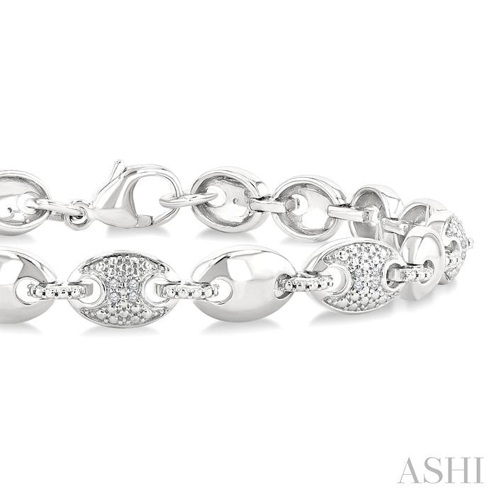 1/10 Ctw Mariner Link Round Cut Diamond Bracelet in Sterling Silver