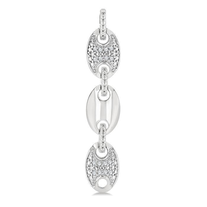 1/10 Ctw Mariner Link Round Cut Diamond Fashion Earrings in Sterling Silver