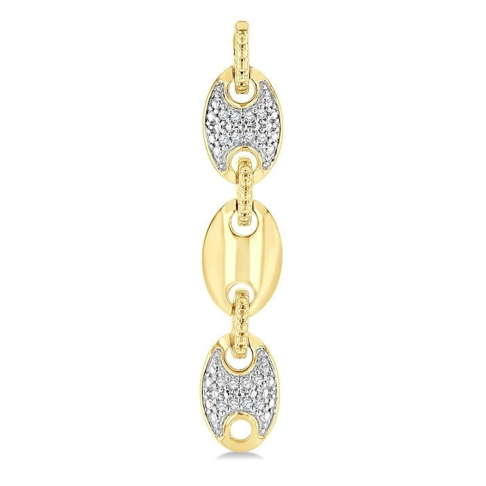 1/10 Ctw Bold Mariner Link Round Cut Diamond Fashion Earrings in Yellow Gold Vermeil