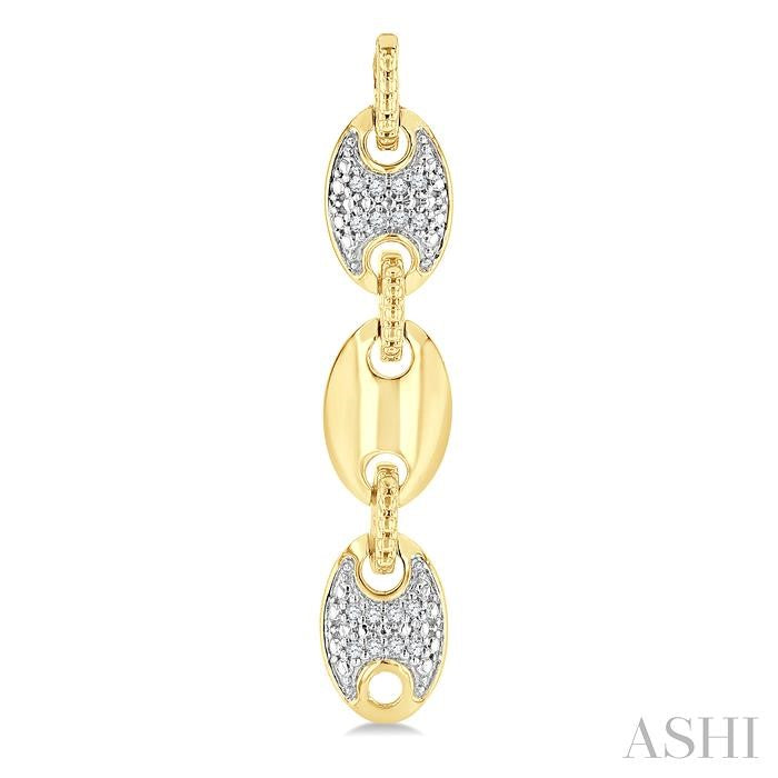 1/10 Ctw Bold Mariner Link Round Cut Diamond Fashion Earrings in Yellow Gold Vermeil