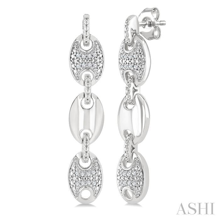 1/10 Ctw Mariner Link Round Cut Diamond Fashion Earrings in Sterling Silver