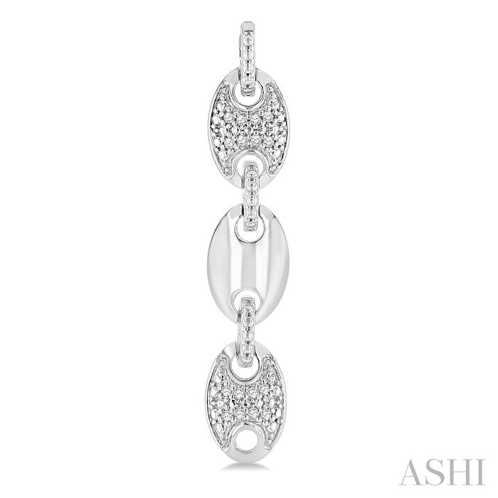 1/10 Ctw Mariner Link Round Cut Diamond Fashion Earrings in Sterling Silver