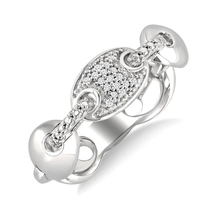 1/20 Ctw Mariner Link Round Cut Diamond Ring in Sterling Silver
