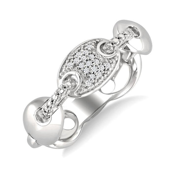1/20 Ctw Mariner Link Round Cut Diamond Ring in Sterling Silver