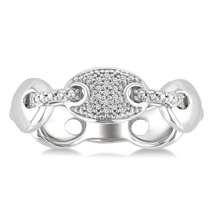 1/20 Ctw Mariner Link Round Cut Diamond Ring in Sterling Silver