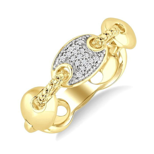 1/20 Ctw Mariner Link Round Cut Diamond Ring in Yellow Gold Vermeil