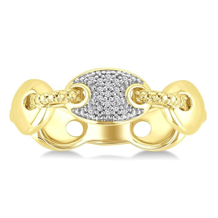 1/20 Ctw Mariner Link Round Cut Diamond Ring in Yellow Gold Vermeil
