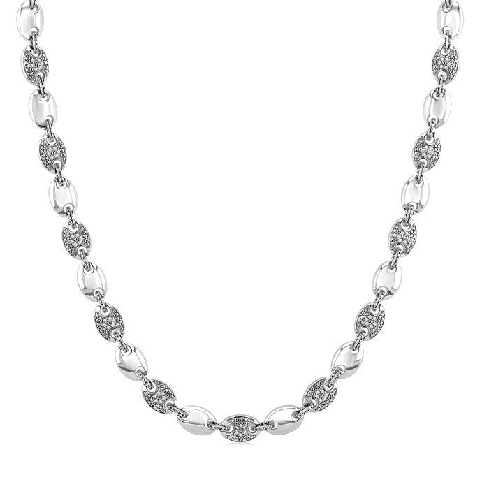 1/4 Ctw Mariner Link Round Cut Diamond Necklace in Sterling Silver
