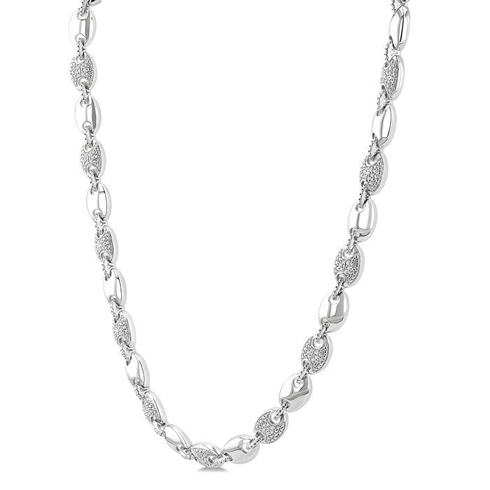 1/4 Ctw Mariner Link Round Cut Diamond Necklace in Sterling Silver