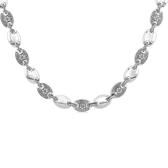 1/4 Ctw Mariner Link Round Cut Diamond Necklace in Sterling Silver