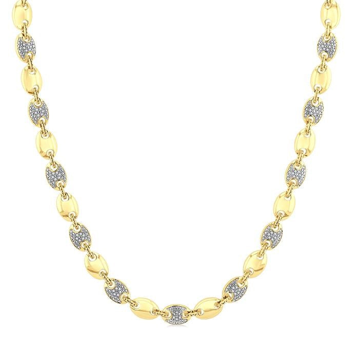 1/4 Ctw Bold Mariner Link Round Cut Diamond Fashion Necklace in Yellow Gold Vermeil