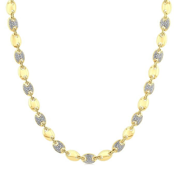 1/4 Ctw Bold Mariner Link Round Cut Diamond Fashion Necklace in Yellow Gold Vermeil