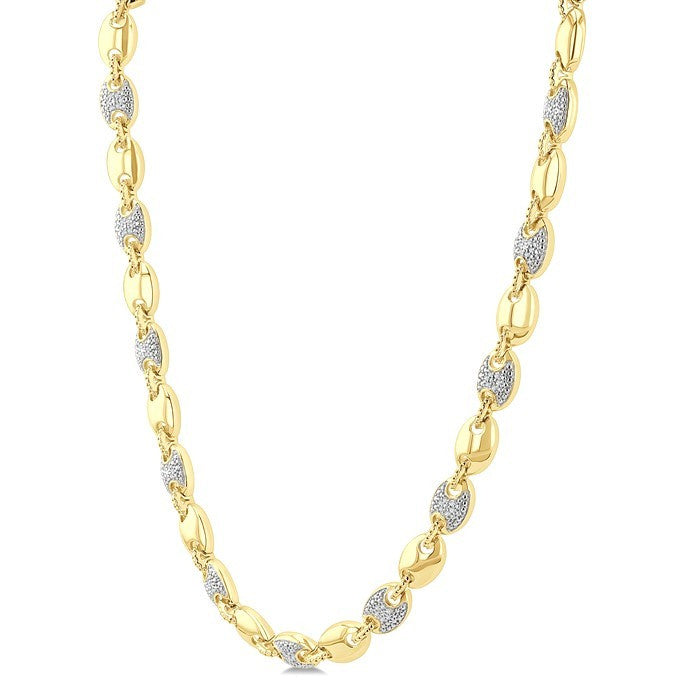 1/4 Ctw Bold Mariner Link Round Cut Diamond Fashion Necklace in Yellow Gold Vermeil
