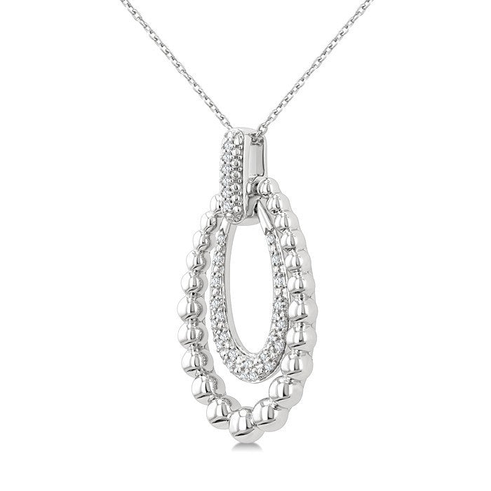 1/10 Ctw Circular Bold Bead Round Cut Bead Bijoux Diamond Fashion Pendant With Chain in Sterling Silver