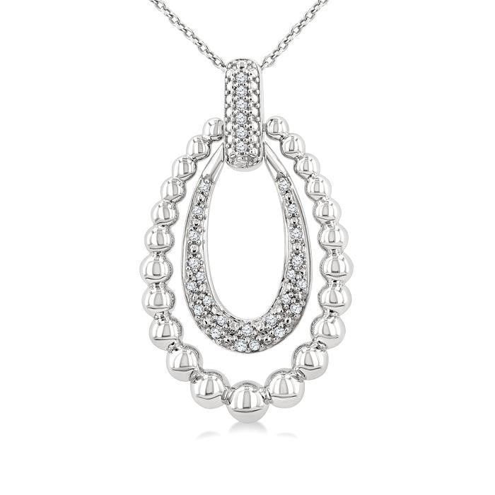 1/10 Ctw Circular Bold Bead Round Cut Bead Bijoux Diamond Fashion Pendant With Chain in Sterling Silver