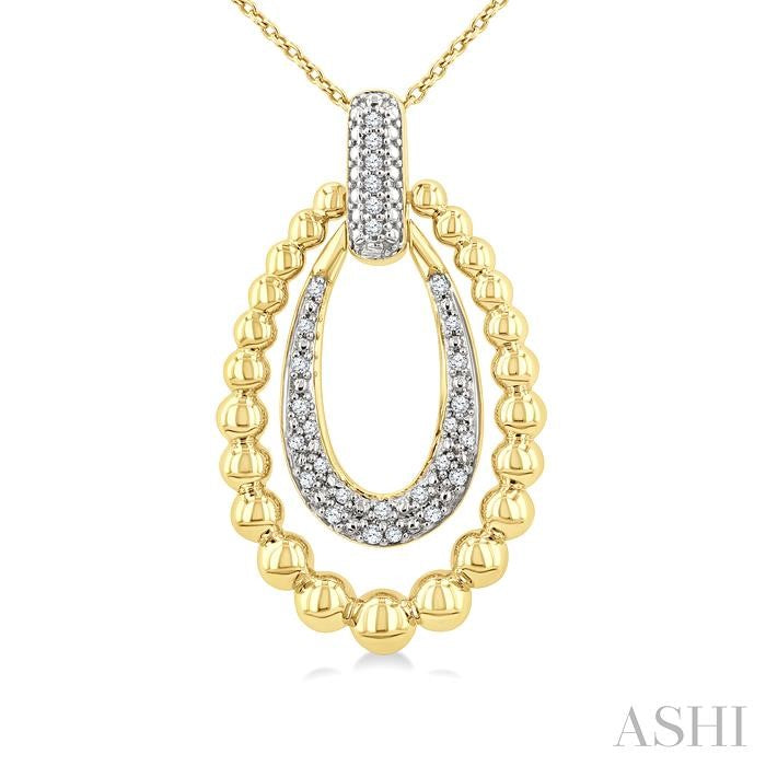 1/10 Ctw Bold Double Oval Ball Bead & Round Cut Bead Bijoux Diamond Fashion Pendant With Chain in Yellow Gold Vermeil
