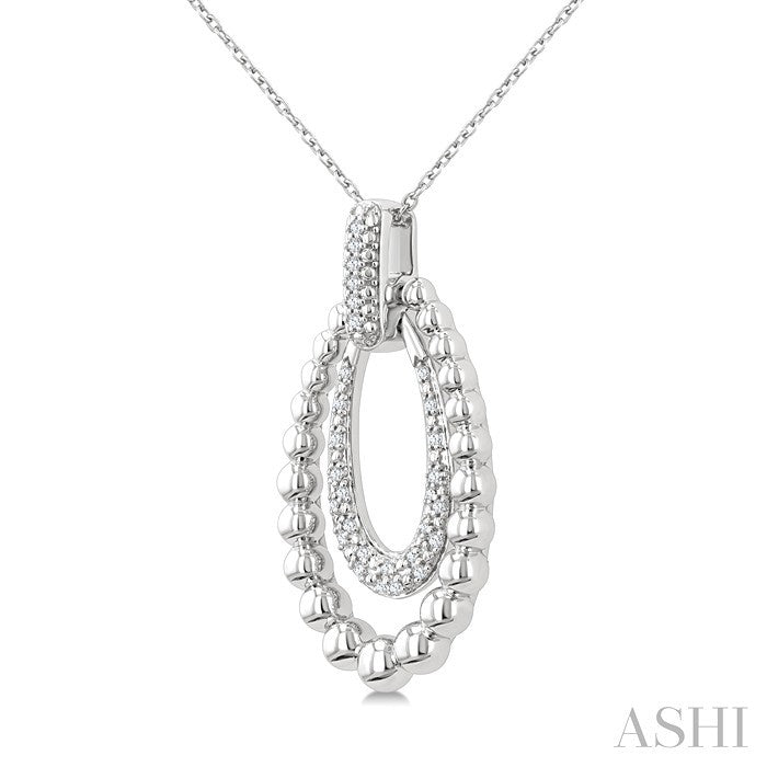 1/10 Ctw Circular Bold Bead Round Cut Bead Bijoux Diamond Fashion Pendant With Chain in Sterling Silver