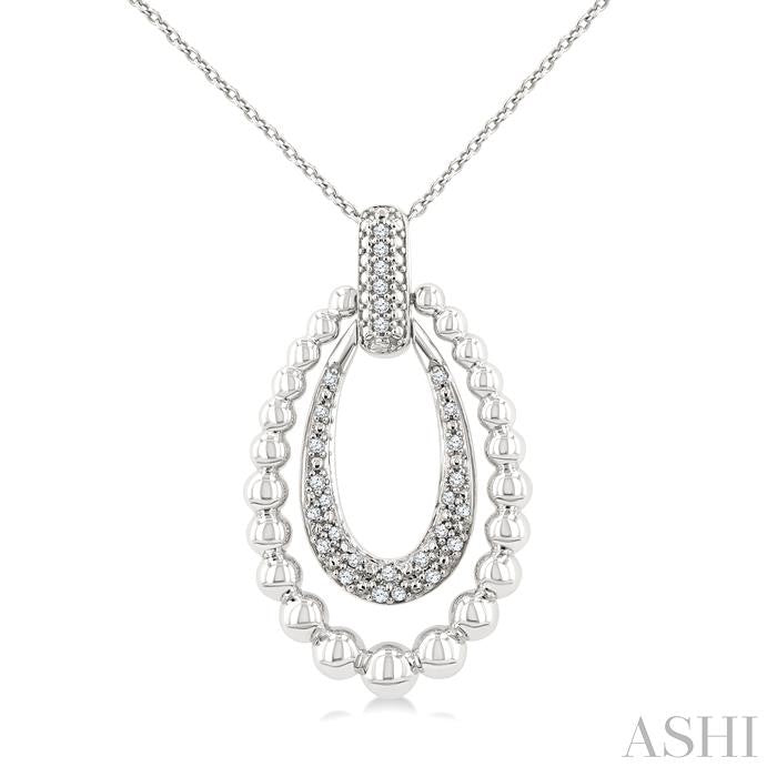 1/10 Ctw Circular Bold Bead Round Cut Bead Bijoux Diamond Fashion Pendant With Chain in Sterling Silver