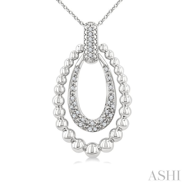 1/10 Ctw Circular Bold Bead Round Cut Bead Bijoux Diamond Fashion Pendant With Chain in Sterling Silver
