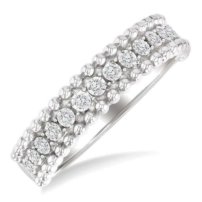 1/10 Ctw Round Cut Bead Bijoux Diamond Bold Bead Design Fashion Band in Sterling Silver