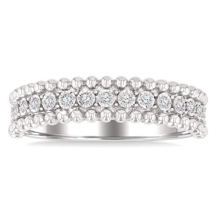 Silver Bold Bead Diamond Fashion Band