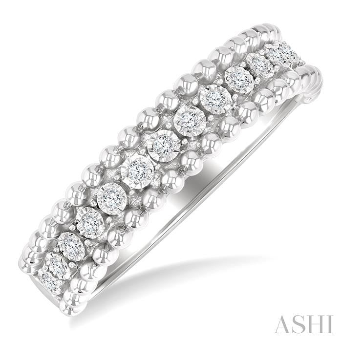 1/10 Ctw Round Cut Bead Bijoux Diamond Bold Bead Design Fashion Band in Sterling Silver