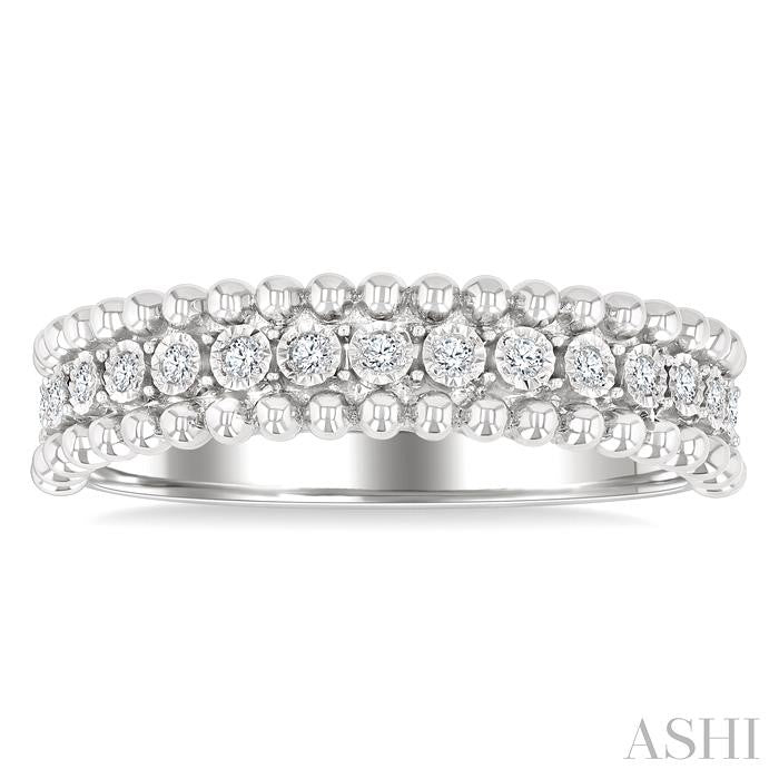 1/10 Ctw Round Cut Bead Bijoux Diamond Bold Bead Design Fashion Band in Sterling Silver