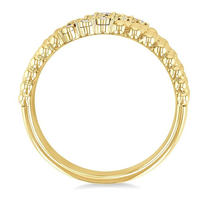 1/10 Ctw Bold Bead and Slanted Round Cut Bead Bijoux Diamond Fashion Band in Yellow Gold Vermeil