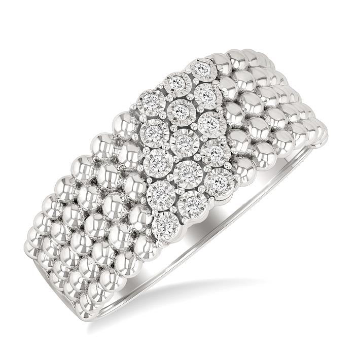 Silver Bold Bead Diamond Fashion Ring