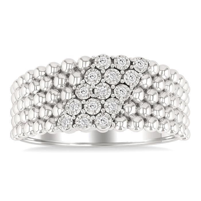 Silver Bold Bead Diamond Fashion Ring