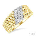 1/10 Ctw Bold Bead and Slanted Round Cut Bead Bijoux Diamond Fashion Band in Yellow Gold Vermeil