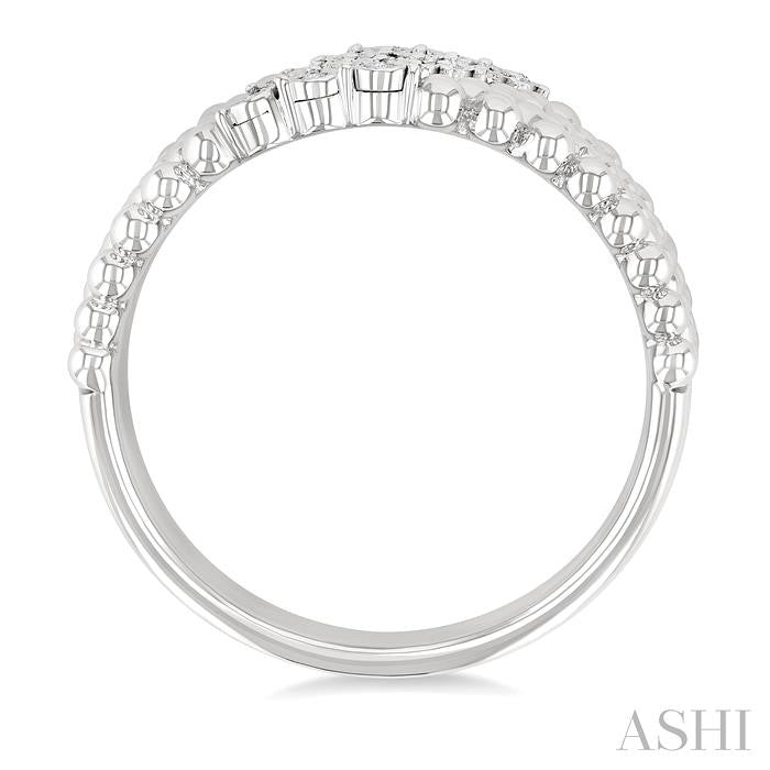1/10 Ctw Bold Ball Bead and Slanted Round Cut Bead Bijoux Diamond Fashion Ring in Sterling Silver