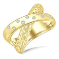 1/10 Ctw Split Crisscross Flush Set Round Cut Diamond Fashion Ring in Yellow Gold Vermeil