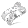 Silver Bold Criss Cross Diamond Ring