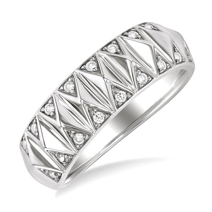 1/10 Ctw Round Cut Diamond Bold Fashion Band in Sterling Silver