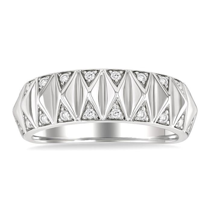 1/10 Ctw Round Cut Diamond Bold Fashion Band in Sterling Silver