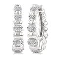 1/10 Ctw Bold Ribbed Round Cut Diamond Hoop Fashion Earrings in Sterling Silver