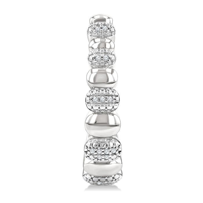 1/10 Ctw Bold Ribbed Round Cut Diamond Hoop Fashion Earrings in Sterling Silver