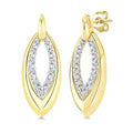 1/10 Ctw Marquise Shape Inner Link Round Cut Diamond Earrings in Yellow Gold Vermeil