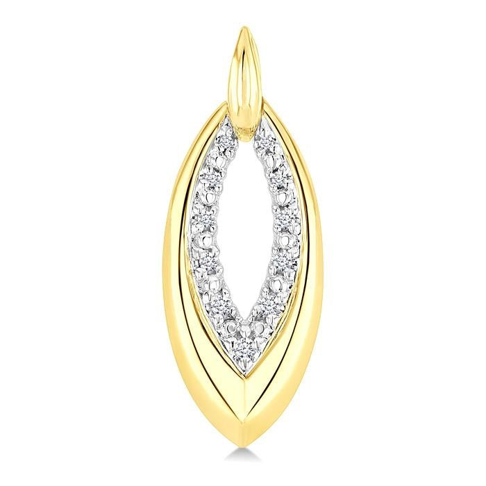 1/10 Ctw Marquise Shape Inner Link Round Cut Diamond Earrings in Yellow Gold Vermeil