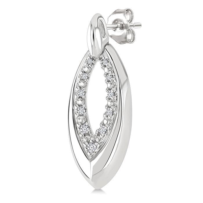 Silver Bold Marquise Shape Diamond Fashion Earrings