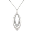 1/10 Ctw Marquise Shape Inner Link Round Cut Diamond Pendant With Chain in Sterling Silver
