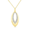 1/10 Ctw Marquise Shape Inner Link Round Cut Diamond Pendant With Chain in Yellow Gold Vermeil