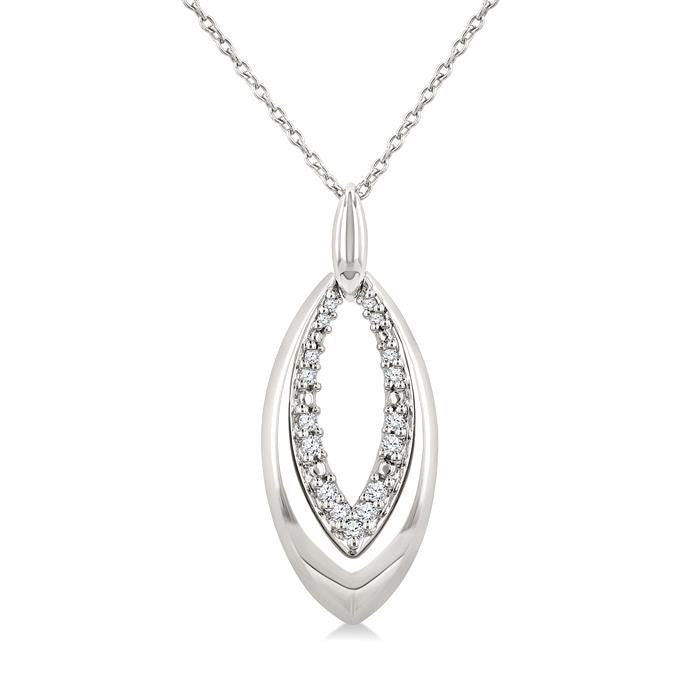 Silver Bold Marquise Shape Diamond Fashion Pendant